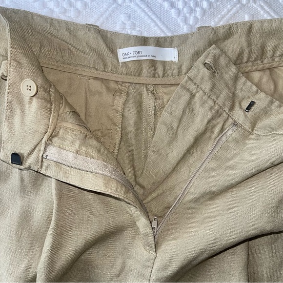 Oak and Fort 100% Linen Straight Leg Pants, beige, size 6 - Picture 9 of 15